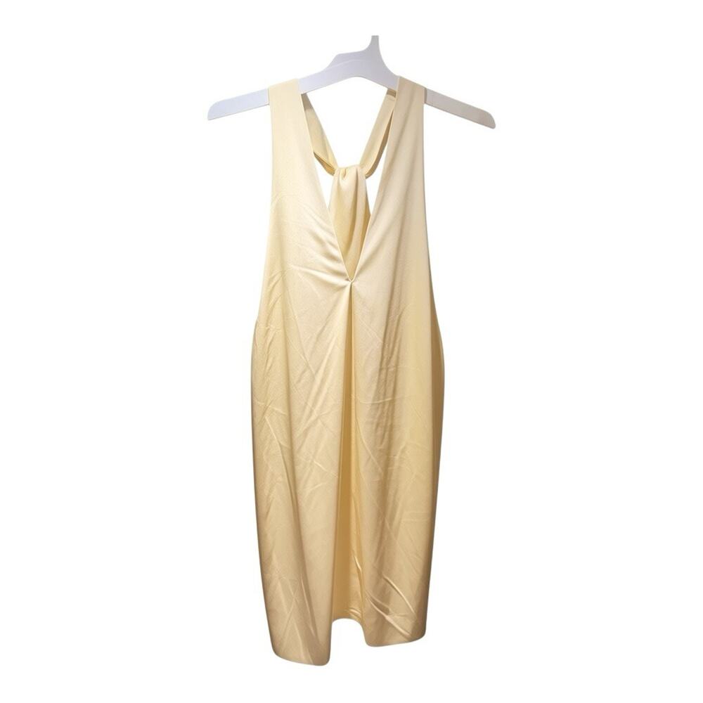 NWT Wild Fable Women’s L Yellow Halter Midi Dress Open Back Sleeveless